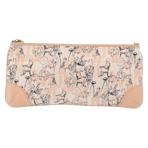CHANEL Choco Bar Chain Shoulder Bag Silk Pink Gold CC Auth 206258SAM