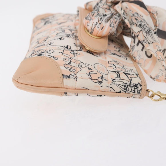 CHANEL Choco Bar Chain Shoulder Bag Silk Pink Gold CC Auth 206258SAM