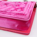 CHANEL Matelasse Boy Chanel Chain Shoulder Bag Velor Pink Silver CC Auth 206259M-12