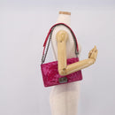 CHANEL Matelasse Boy Chanel Chain Shoulder Bag Velor Pink Silver CC Auth 206259M-22