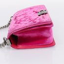CHANEL Matelasse Boy Chanel Chain Shoulder Bag Velor Pink Silver CC Auth 206259M-4