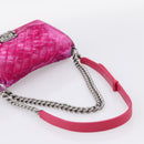 CHANEL Matelasse Boy Chanel Chain Shoulder Bag Velor Pink Silver CC Auth 206259M-7