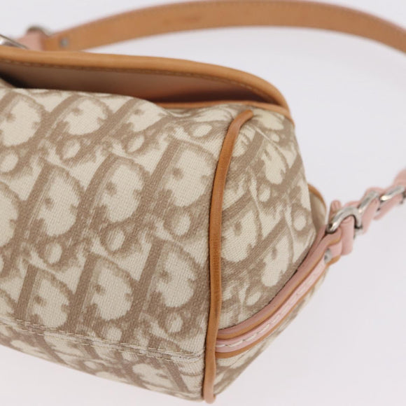Christian Dior Trotter Canvas Romantic Chain Bag PVC Ivory Silver Auth 206260SAM