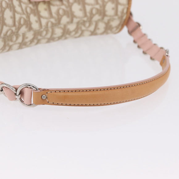 Christian Dior Trotter Canvas Romantic Chain Bag PVC Ivory Silver Auth 206260SAM