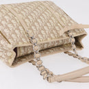Christian Dior Trotter Canvas Chain Tote Bag PVC Ivory Silver Auth 206261A-15