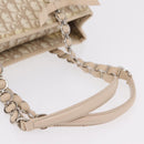 Christian Dior Trotter Canvas Chain Tote Bag PVC Ivory Silver Auth 206261A-10