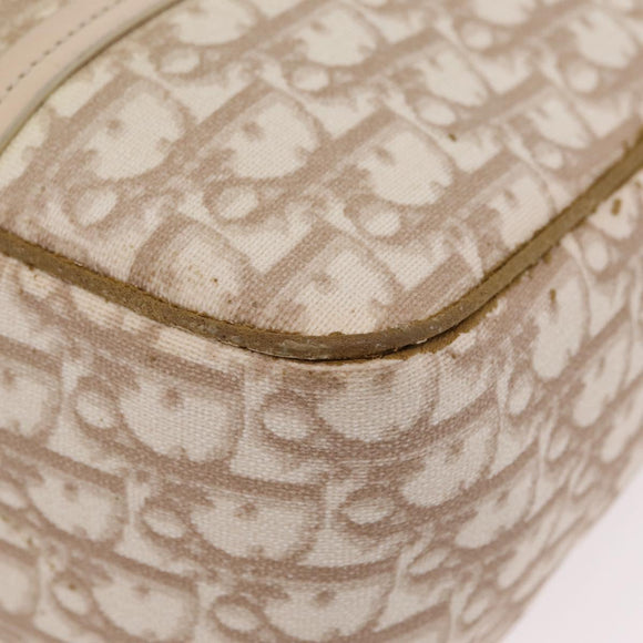 Christian Dior Trotter Canvas Chain Tote Bag PVC Ivory Silver Auth 206261A