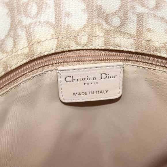 Christian Dior Trotter Canvas Chain Tote Bag PVC Ivory Silver Auth 206261A