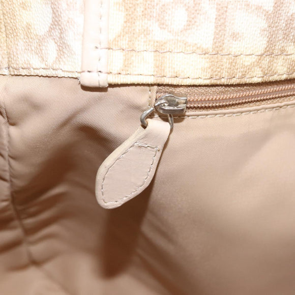 Christian Dior Trotter Canvas Chain Tote Bag PVC Ivory Silver Auth 206261A