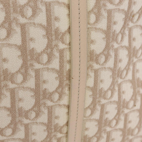 Christian Dior Trotter Canvas Chain Tote Bag PVC Ivory Silver Auth 206261A