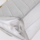 CHANEL V Stitch Hand Bag Lamb Skin Silver Gold CC Auth 206262SAV-15