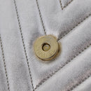 CHANEL V Stitch Hand Bag Lamb Skin Silver Gold CC Auth 206262SAV-24
