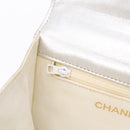 CHANEL V Stitch Hand Bag Lamb Skin Silver Gold CC Auth 206262SAV-27