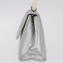 CHANEL V Stitch Hand Bag Lamb Skin Silver Gold CC Auth 206262SAV-4