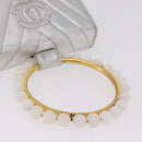 CHANEL V Stitch Hand Bag Lamb Skin Silver Gold CC Auth 206262SAV-9