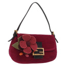FENDI Mamma Baguette Shoulder Bag Wool Red Gold 8BR180 Auth 206269SM-1