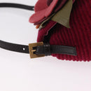 FENDI Mamma Baguette Shoulder Bag Wool Red Gold 8BR180 Auth 206269SM-16