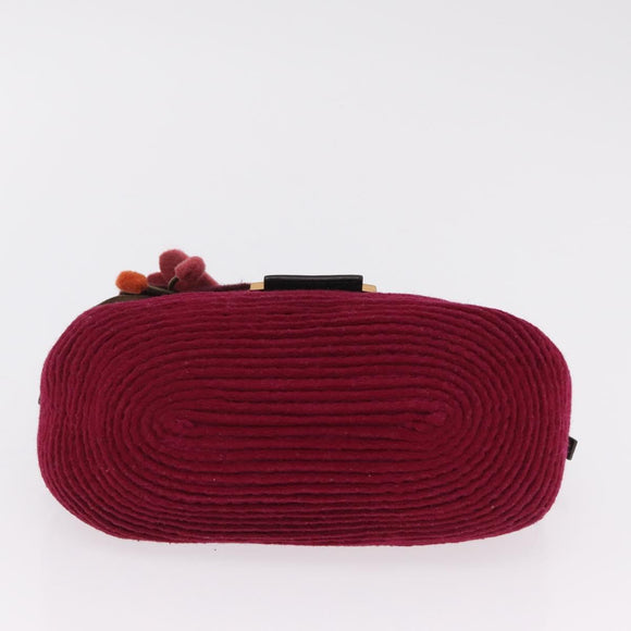 FENDI Mamma Baguette Shoulder Bag Wool Red Gold 8BR180 Auth 206269SM