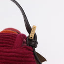 FENDI Mamma Baguette Shoulder Bag Wool Red Gold 8BR180 Auth 206269SM-8