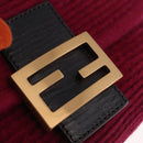 FENDI Mamma Baguette Shoulder Bag Wool Red Gold 8BR180 Auth 206269SM-22