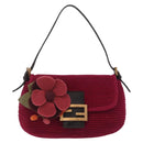 FENDI Mamma Baguette Shoulder Bag Wool Red Gold 8BR180 Auth 206269SM-13