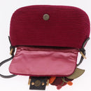 FENDI Mamma Baguette Shoulder Bag Wool Red Gold 8BR180 Auth 206269SM-25