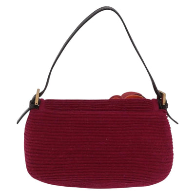 FENDI Mamma Baguette Shoulder Bag Wool Red Gold 8BR180 Auth 206269SM - 0
