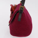 FENDI Mamma Baguette Shoulder Bag Wool Red Gold 8BR180 Auth 206269SM-3