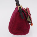 FENDI Mamma Baguette Shoulder Bag Wool Red Gold 8BR180 Auth 206269SM-4