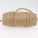Miu Miu Vitellolux Matelasse Hand Bag Leather 2way Beige Gold Auth 206271A-14