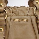 Miu Miu Vitellolux Matelasse Hand Bag Leather 2way Beige Gold Auth 206271A-20