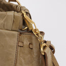 Miu Miu Vitellolux Matelasse Hand Bag Leather 2way Beige Gold Auth 206271A-21