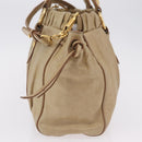 Miu Miu Vitellolux Matelasse Hand Bag Leather 2way Beige Gold Auth 206271A-6