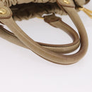 Miu Miu Vitellolux Matelasse Hand Bag Leather 2way Beige Gold Auth 206271A-9