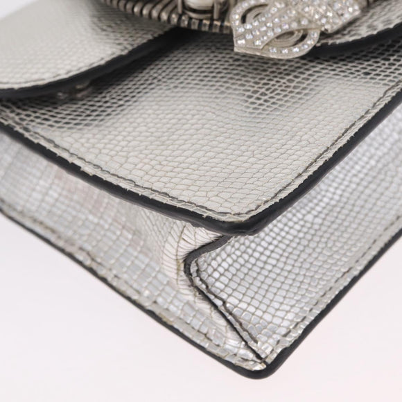 Miu Miu Shoulder Bag Leather Silver Auth 206274M