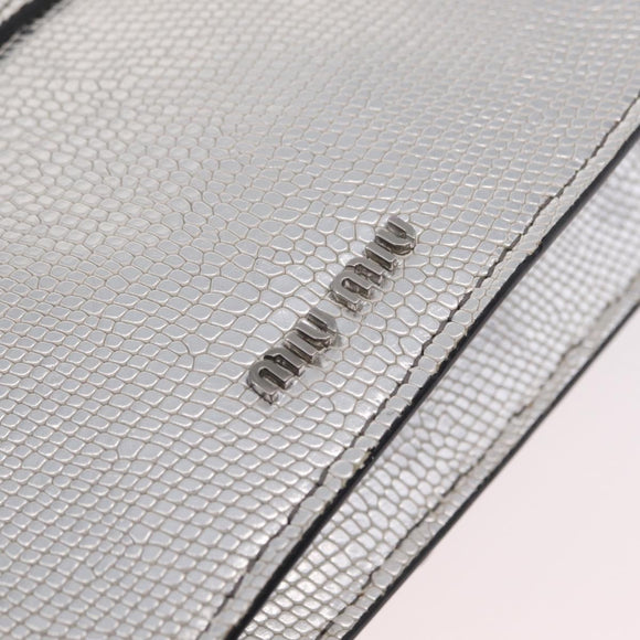 Miu Miu Shoulder Bag Leather Silver Auth 206274M