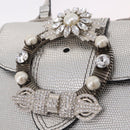Miu Miu Shoulder Bag Leather Silver Auth 206274M-21