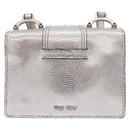 Miu Miu Shoulder Bag Leather Silver Auth 206274M-2