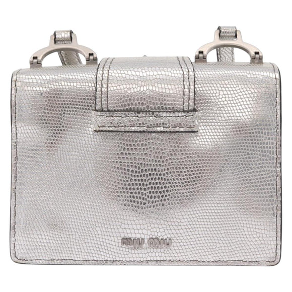 Miu Miu Shoulder Bag Leather Silver Auth 206274M