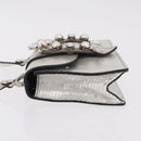 Miu Miu Shoulder Bag Leather Silver Auth 206274M-4