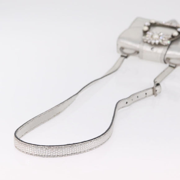 Miu Miu Shoulder Bag Leather Silver Auth 206274M