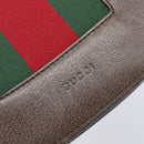 GUCCI Web Sherry Line Shoulder Bag Leather Brown Gold 500756 Auth 206277M-21
