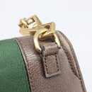 GUCCI Web Sherry Line Shoulder Bag Leather Brown Gold 500756 Auth 206277M-9