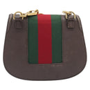 GUCCI Web Sherry Line Shoulder Bag Leather Brown Gold 500756 Auth 206277M-2