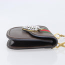 GUCCI Web Sherry Line Shoulder Bag Leather Brown Gold 500756 Auth 206277M-3