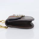 GUCCI Web Sherry Line Shoulder Bag Leather Brown Gold 500756 Auth 206277M-4