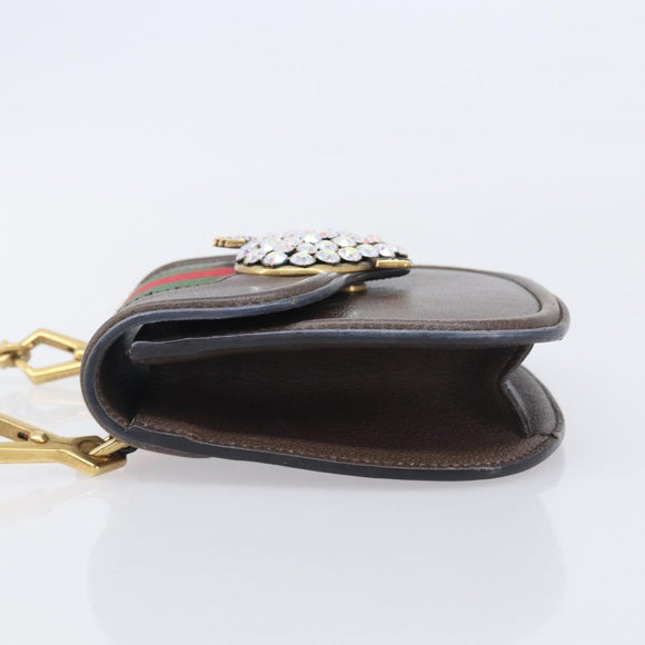 GUCCI Web Sherry Line Shoulder Bag Leather Brown Gold 500756 Auth 206277M
