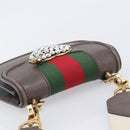 GUCCI Web Sherry Line Shoulder Bag Leather Brown Gold 500756 Auth 206277M-6
