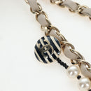 CHANEL Matelasse 25 Chain Shoulder Bag Canvas White Gold CC Auth 206278SM-14
