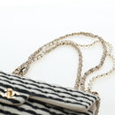 CHANEL Matelasse 25 Chain Shoulder Bag Canvas White Gold CC Auth 206278SM-16